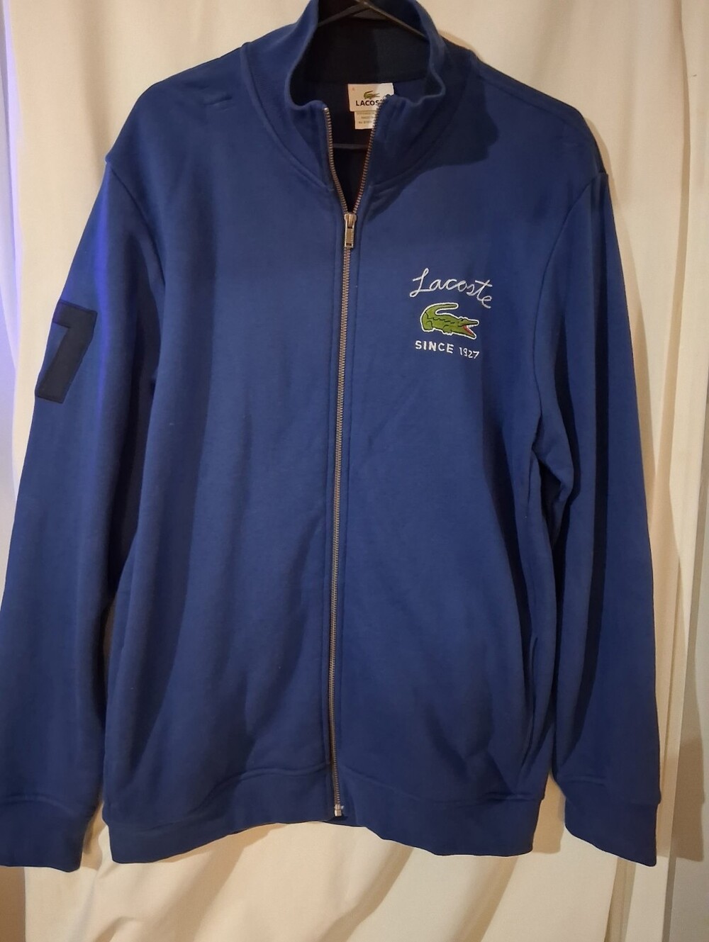 Lacoste Men's Royal Blue XL Full-Zip Casual Jacket with Crocodile Logo